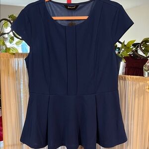 Allegra K Electric Blue Cap Sleeve Peplum Top